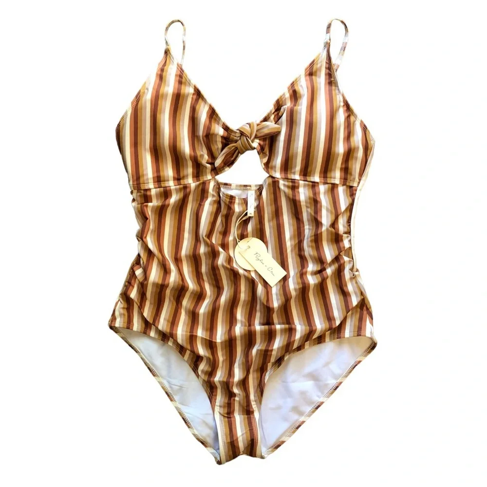 NWT Rylee + Cru One Piece Keyhole Swim | Clay Stripe